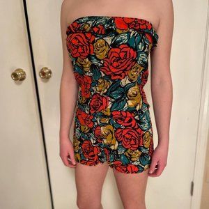 Graphic Floral Romper Wet Seal